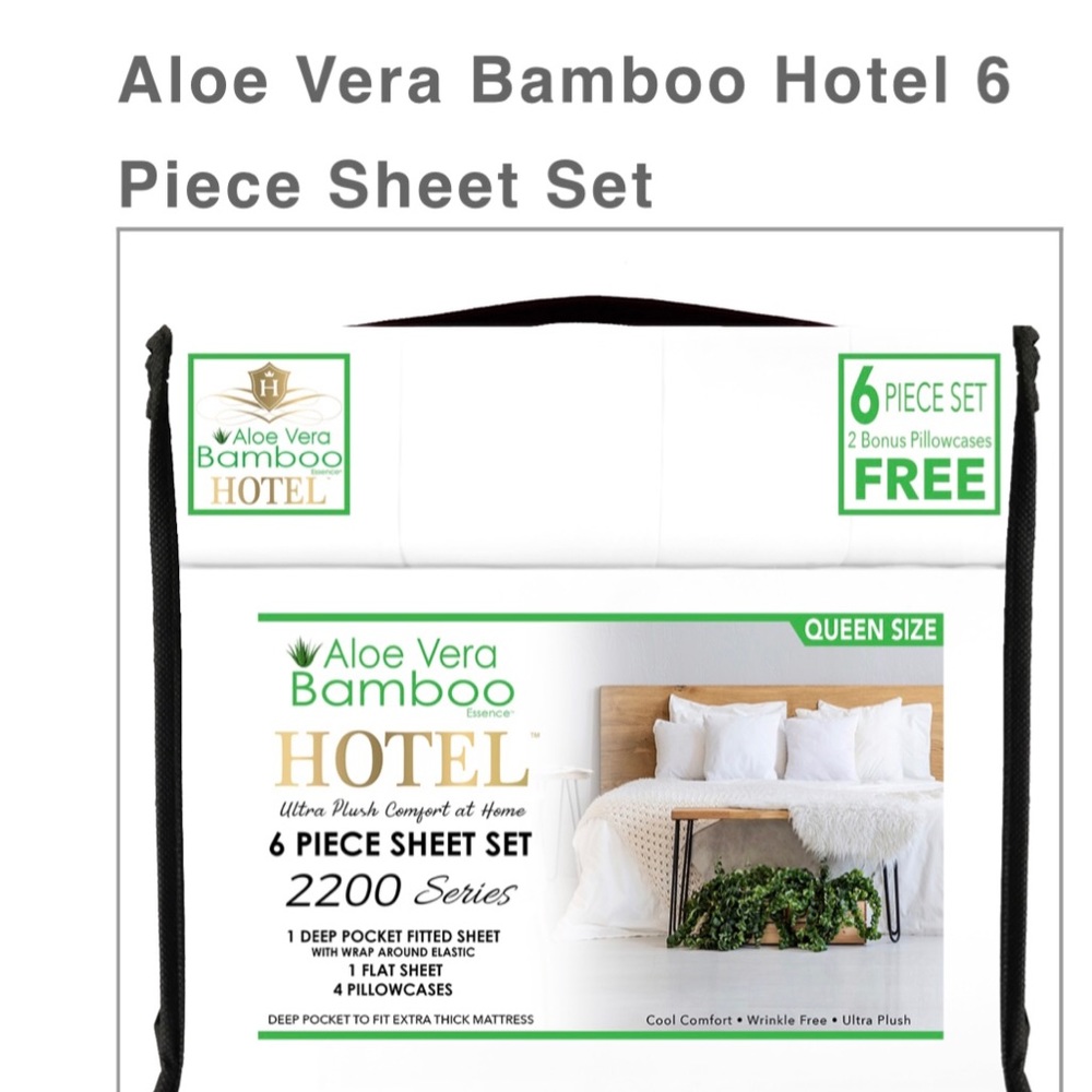 Aloe Vera Bamboo Hotel sheet 6 pc set